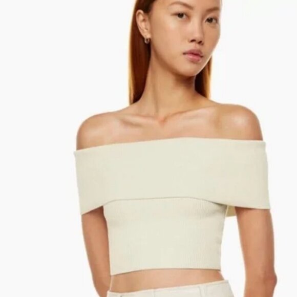 BABATON ARIZIA SCULPT KNIT TOP OFF SHOULDER SZ XXS PREPPY CHIC TOP - Picture 2 of 12